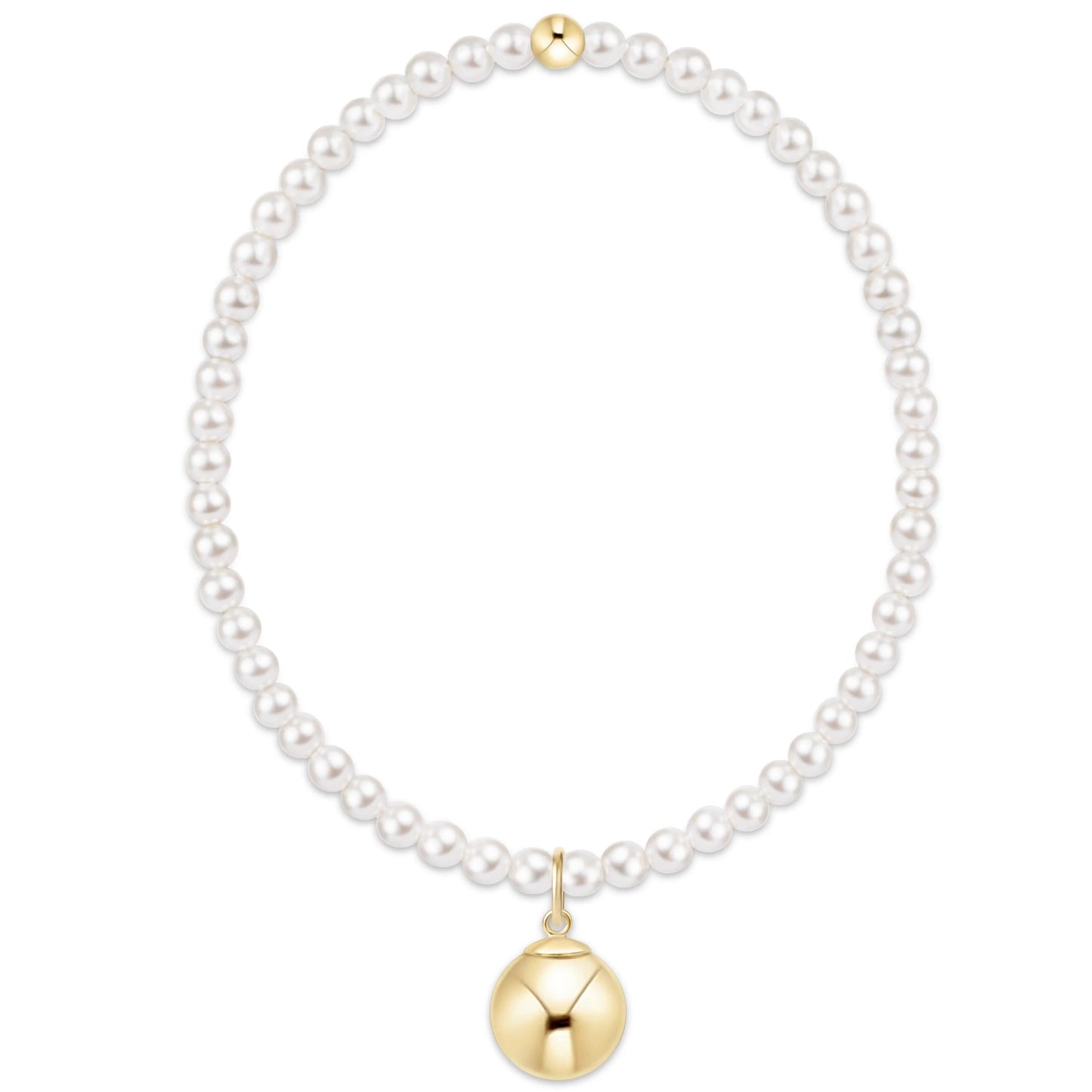 Classic Pearl 3mm Bracelet - Classic Gold 10mm Charm