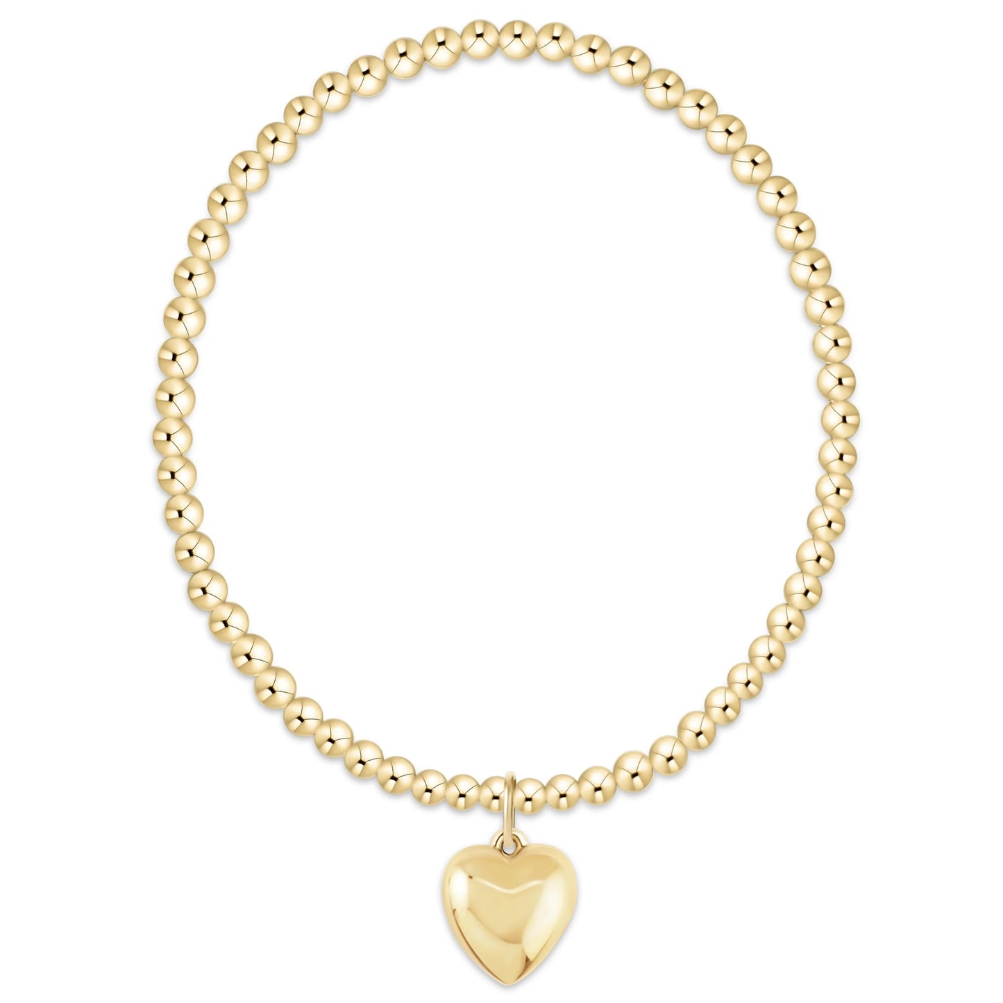 Extends Classic Gold 3mm Bracelet - Love Plush Gold Charm