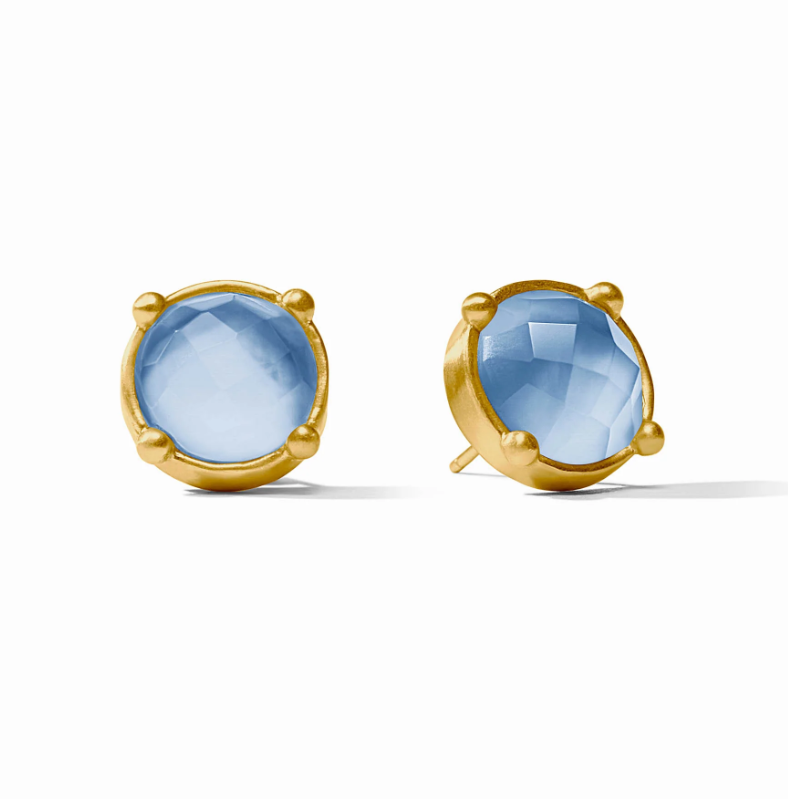 Julie Vos Honey Stud Iridescent Chalcedony Blue