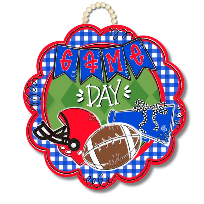 DK Design Red and Blue Game Day Scallop Door Hanger