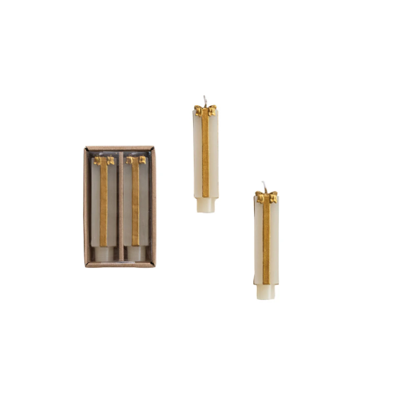 Unscented Short Taper Candle Present Gold