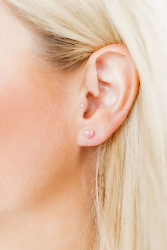 Linny Co. Nora Heart Pink Stud