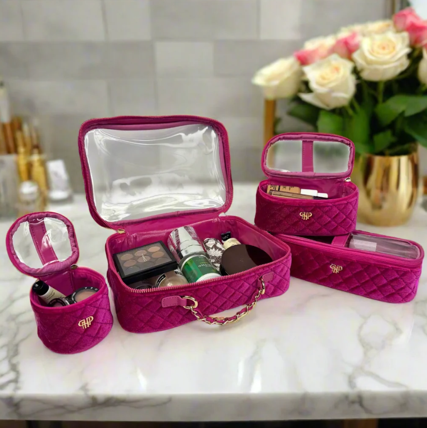 PurseN Trio Jet Setter Pink Velvet