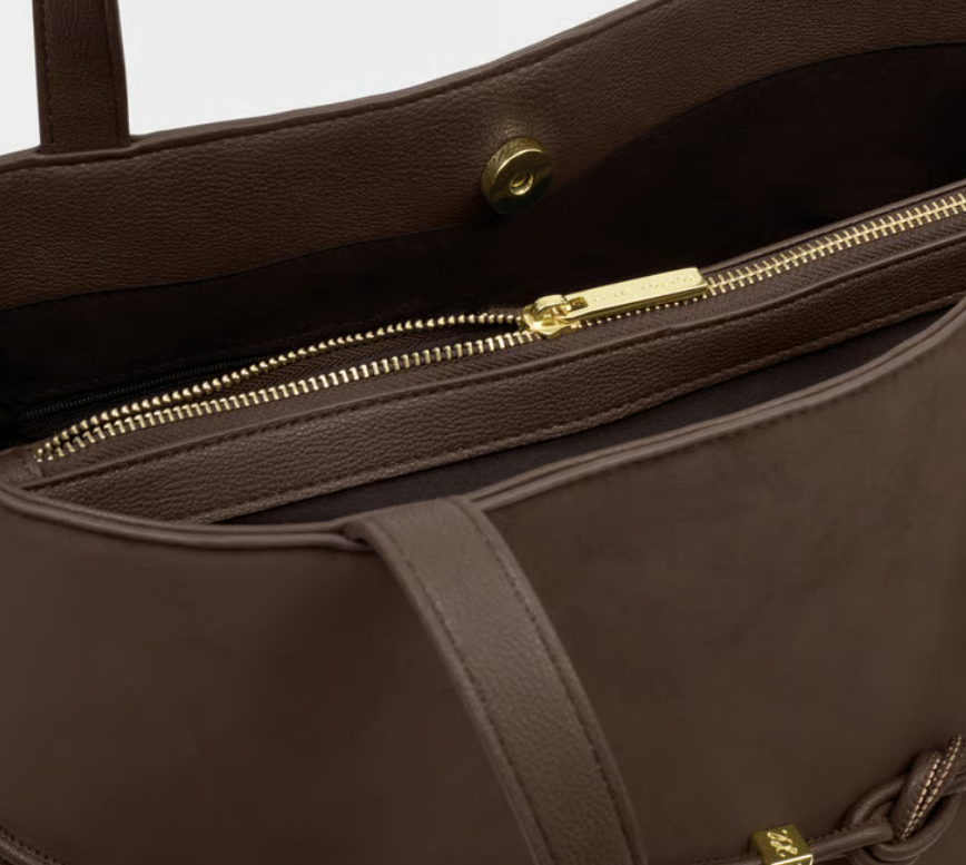 Katie Loxton Lori Suedette Tote Bag Bitter Chocolate