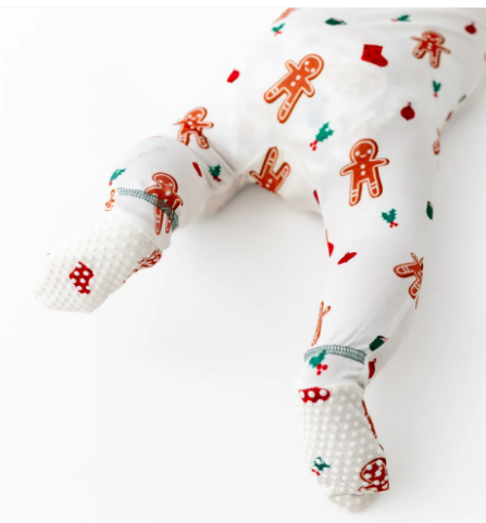 Bamboo Little Gingerbread Men Zippered Footie