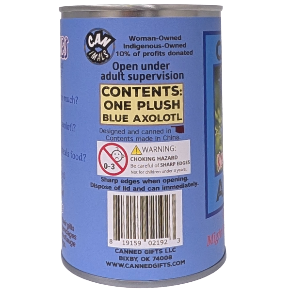 Blue Axolotl Canned Stuffed Animal