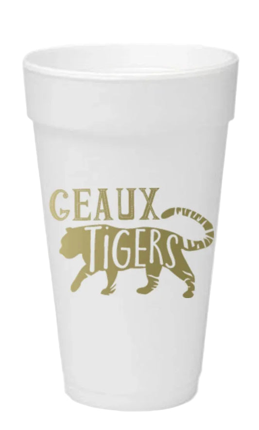 Geaux Tigers with Tiger Styrofoam Cups