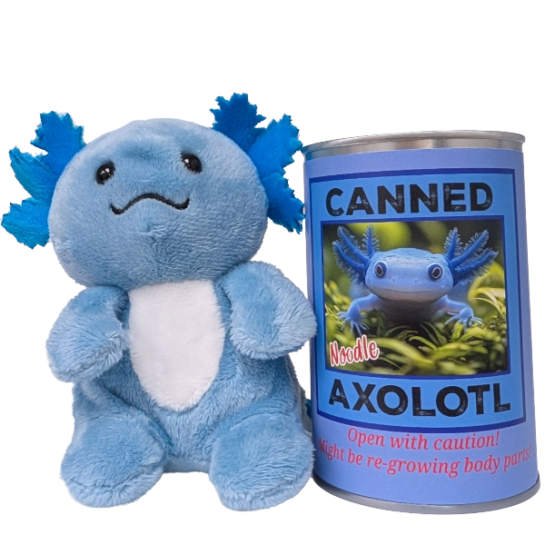 Blue Axolotl Canned Stuffed Animal