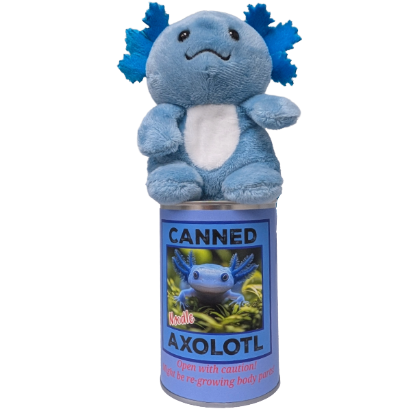 Blue Axolotl Canned Stuffed Animal