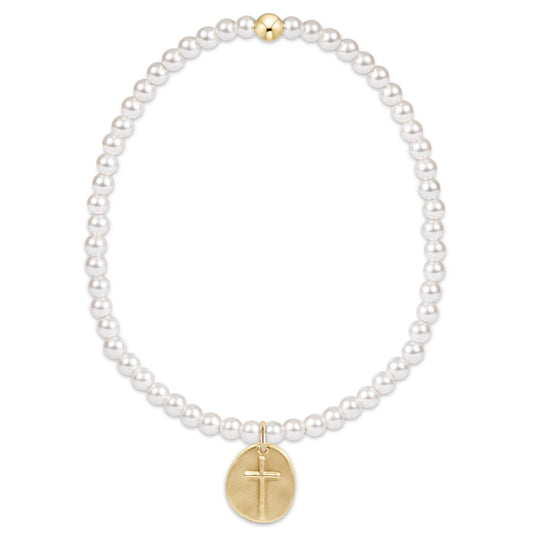 Classic Pearl 4mm Bracelet - Inspire Gold Disc