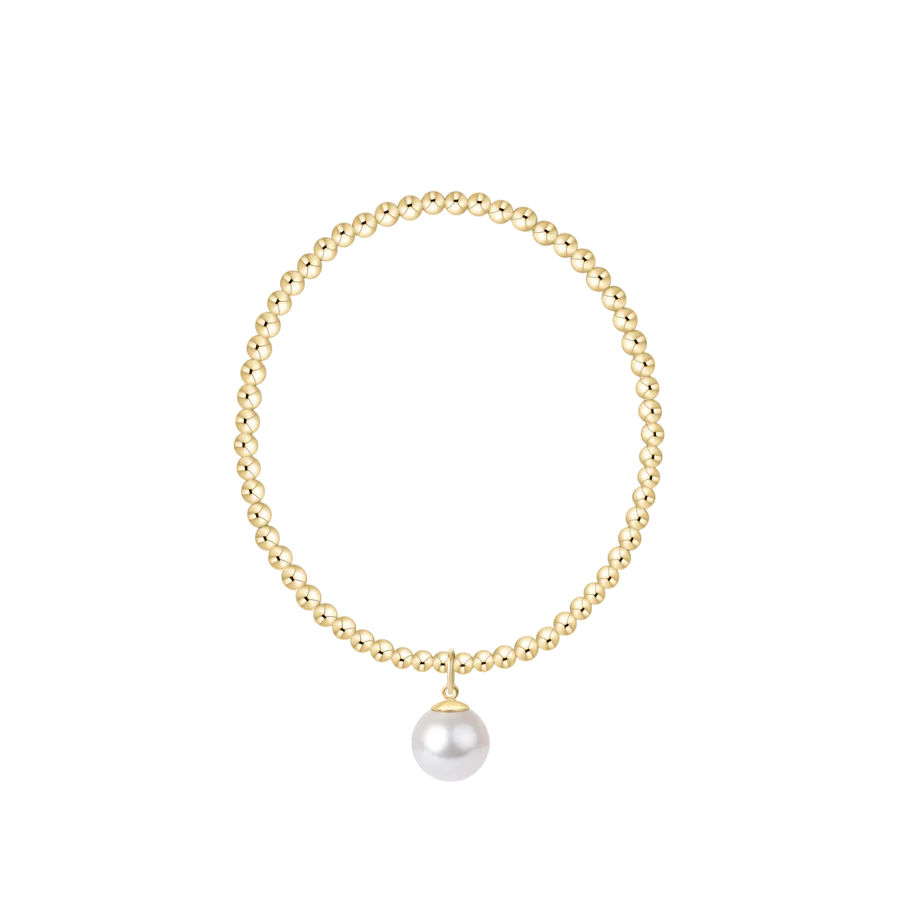 Extends Classic Gold 3mm Bracelet - Classic Pearl 10mm Charm