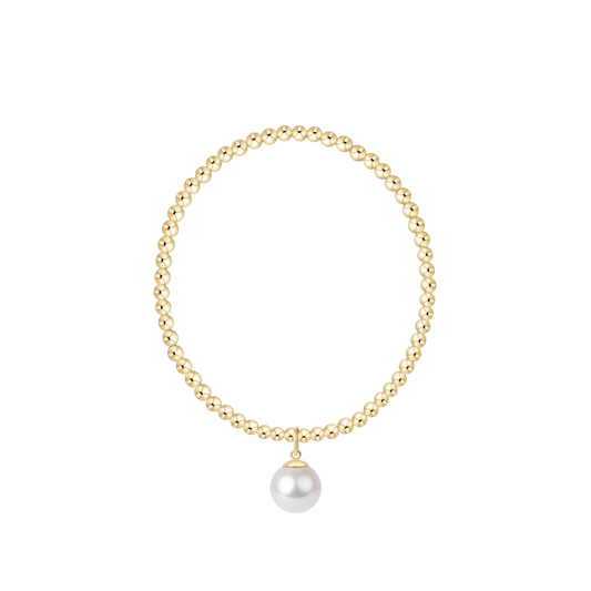 Extends Classic Gold 3mm Bracelet - Classic Pearl 10mm Charm