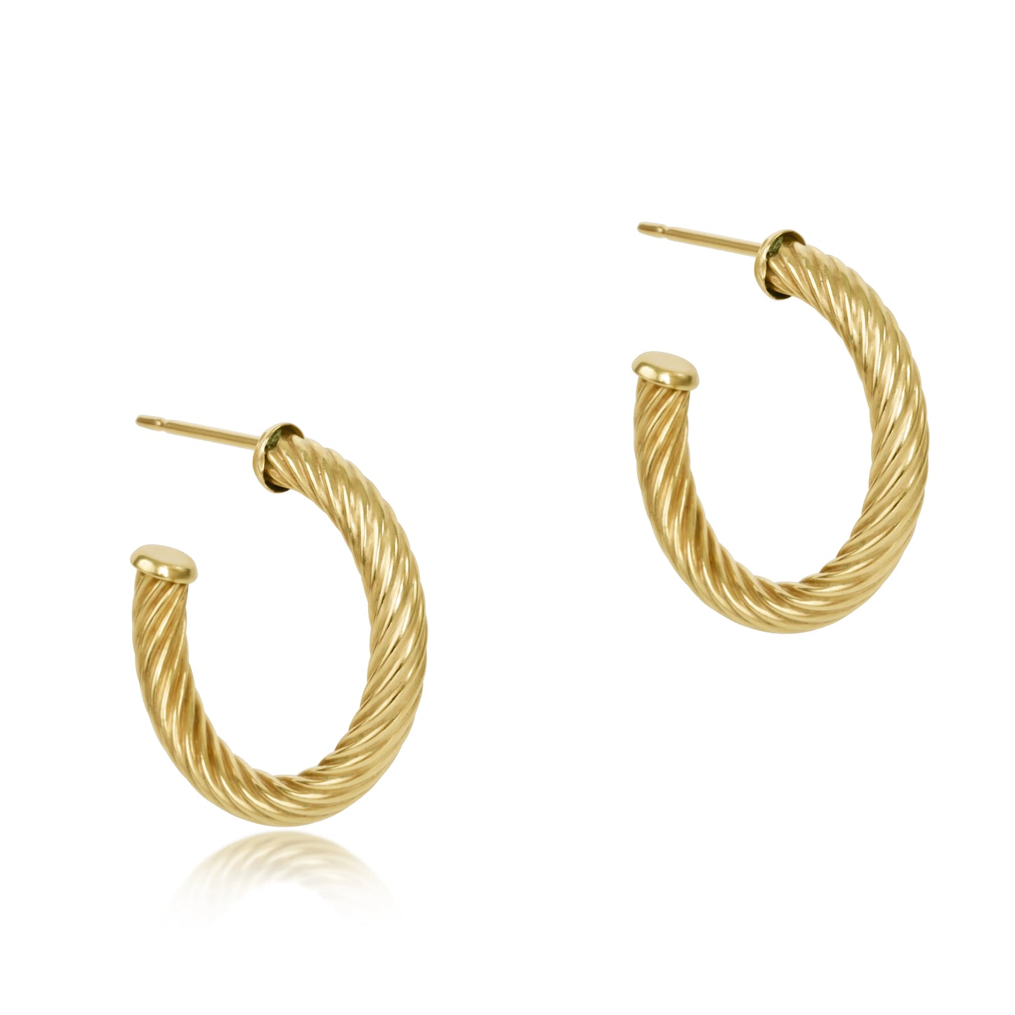 Round Gold 1.125" Post Hoop 4mm Textured
