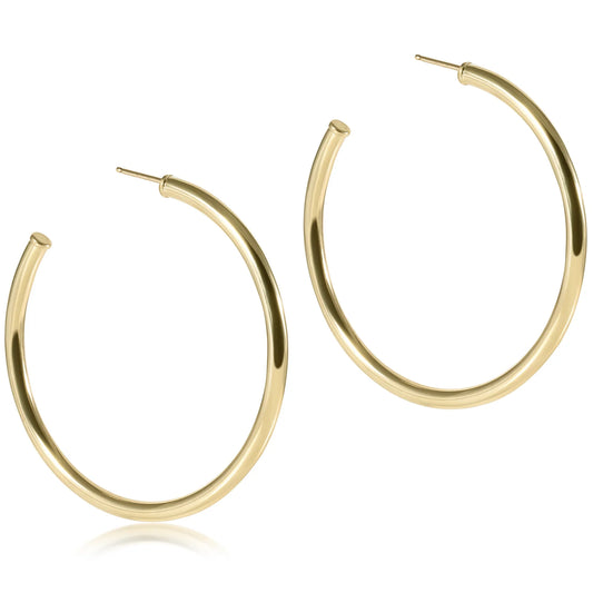 Round Gold 2” Post Hoop 3mm Smooth