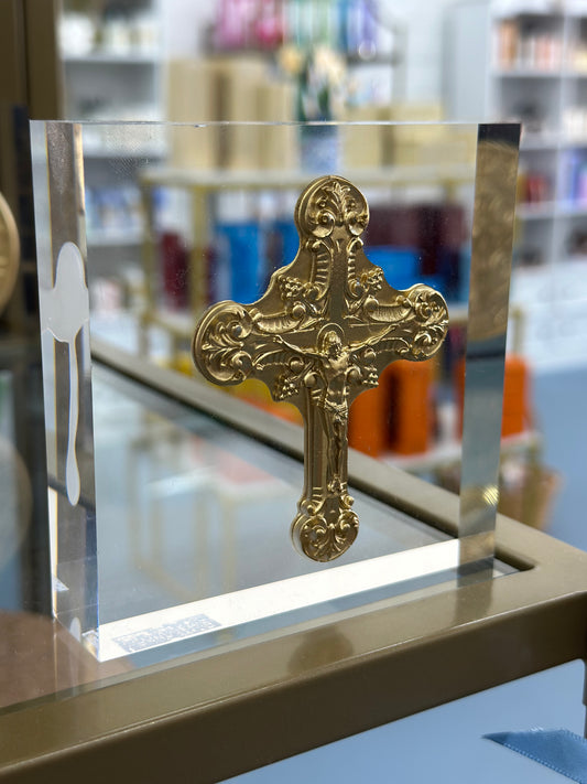 Vintage Cross Intaglio on Acrylic