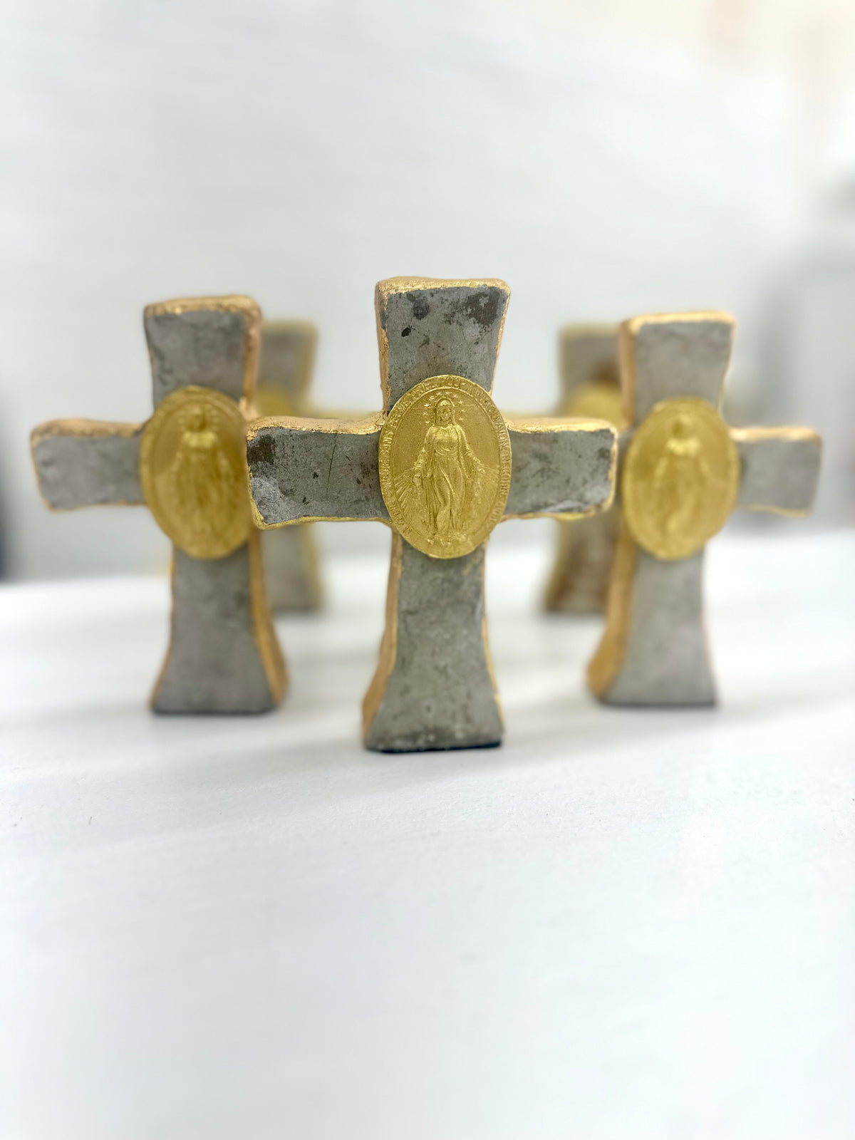 Gold Leaf Table Cross- Blessed Mary