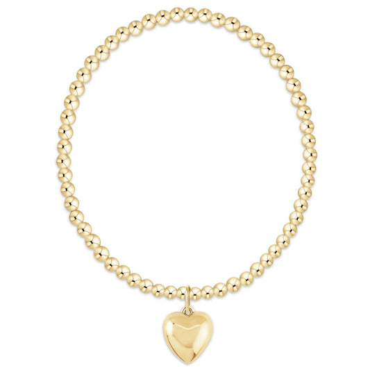 Extends Classic Gold 3mm Bracelet - Love Plush Gold Charm