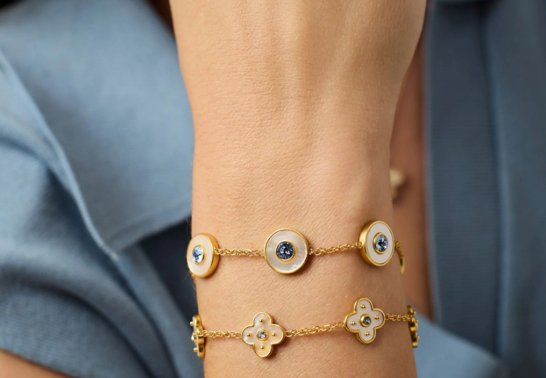 Julie Vos Colette Delicate Bracelet Chalcedony Blue