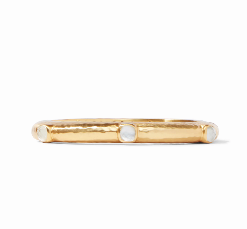 Julie Vos Catalina Hinge Bangle Iridescent Clear Crystal