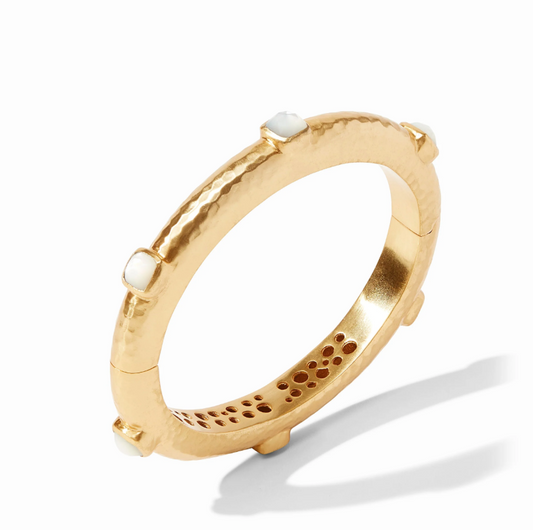 Julie Vos Catalina Hinge Bangle Iridescent Clear Crystal