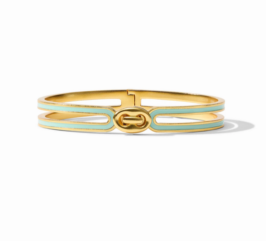 Julie Vos Laguna Enamel Hinge Bangle Aqua Enamel