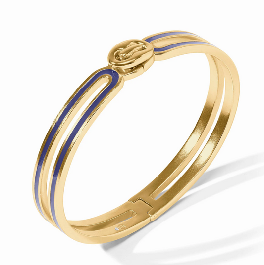 Julie Vos Laguna Enamel Hinge Bangle Navy Enamel