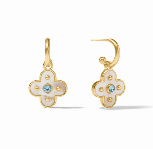 Julie Vos Colette Hoop & Charm Earring Chalcedony Blue
