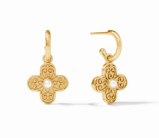 Julie Vos Malta Corinth Hoop & Charm Earring Pearl