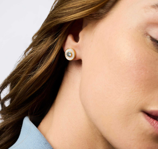 Julie Vos Colette Circle Stud Chalcedony Blue