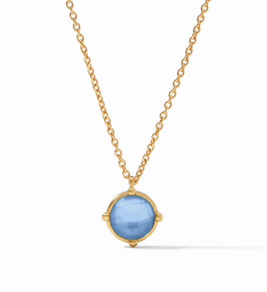 Julie Vos Honeybee Solitaire Necklace Iridescent Chalcedony Blue