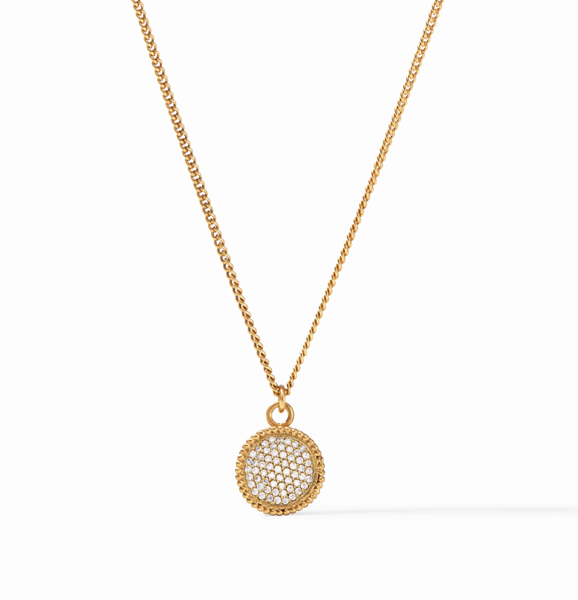 Julie Vos Fleur-de-Lis Solitaire Necklace Pave CZ