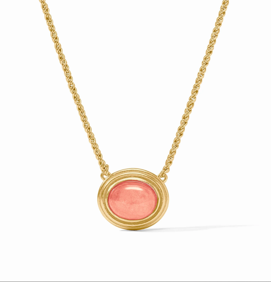 Julie Vos Portofino Solitaire Necklace Melon Jade