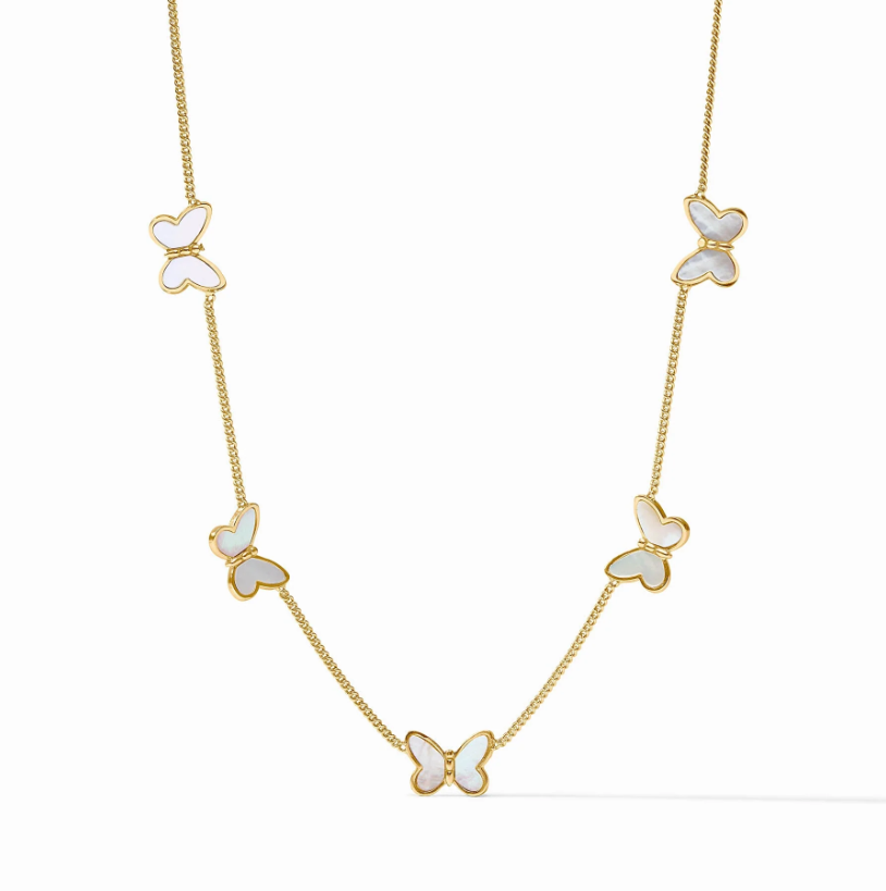 Julie Vos Papillon Delicate Station Necklace Mother of Pearl