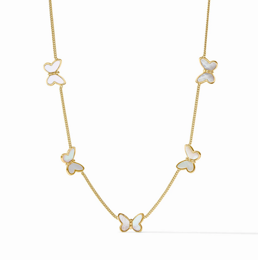 Julie Vos Papillon Delicate Station Necklace Mother of Pearl