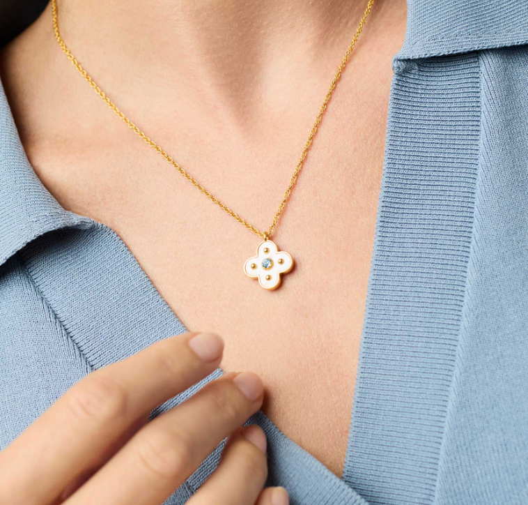 Julie Vos Colette Delicate Necklace Chalcedony Blue