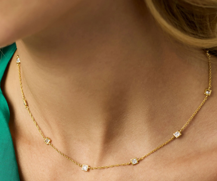 Julie Vos Jolie Delicate Station Necklace CZ