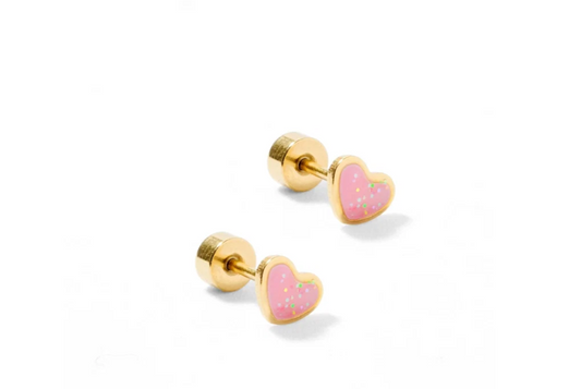 Linny Co. Nora Heart Pink Stud