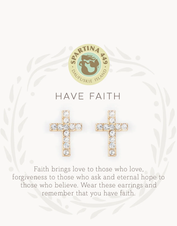 Spartina Sea La Vie Have Faith Cross CZ Studs