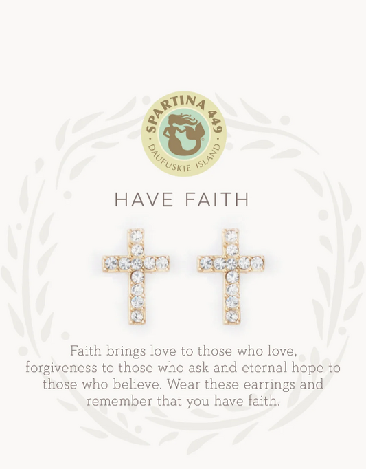 Spartina Sea La Vie Have Faith Cross CZ Studs