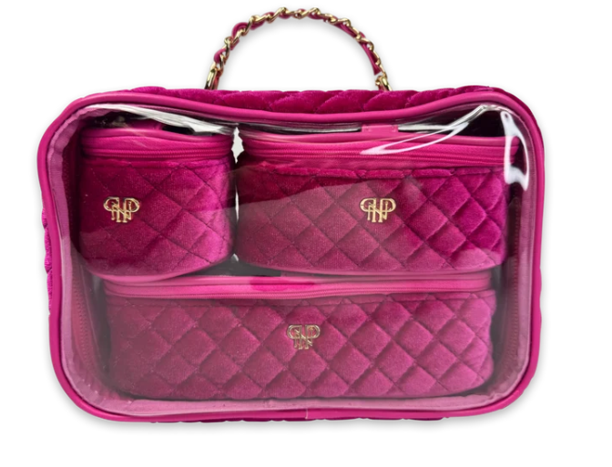 PurseN Trio Jet Setter Pink Velvet