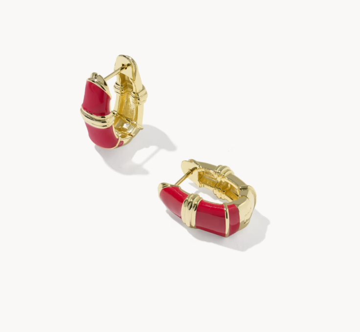 Kendra Scott Courtney Gold Enamel Huggie Earrings