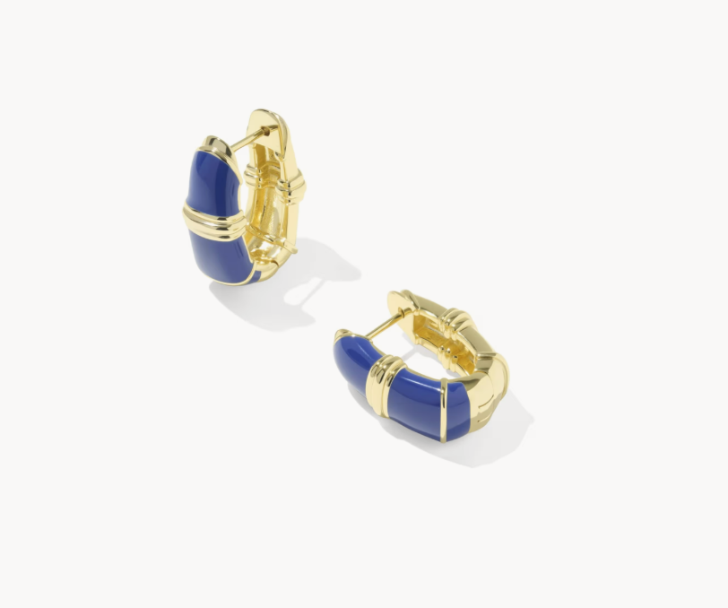 Kendra Scott Courtney Gold Enamel Huggie Earrings