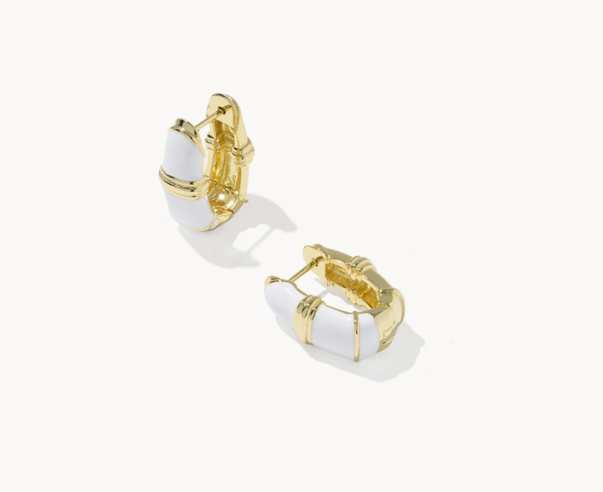 Kendra Scott Courtney Gold Enamel Huggie Earrings