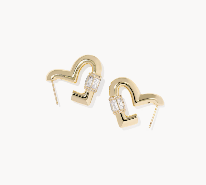 Emery Heart Gold Hoop Earrings