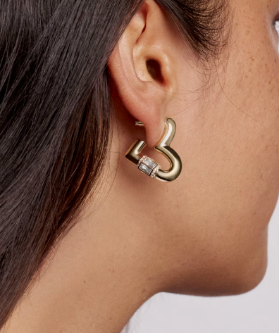 Emery Heart Gold Hoop Earrings