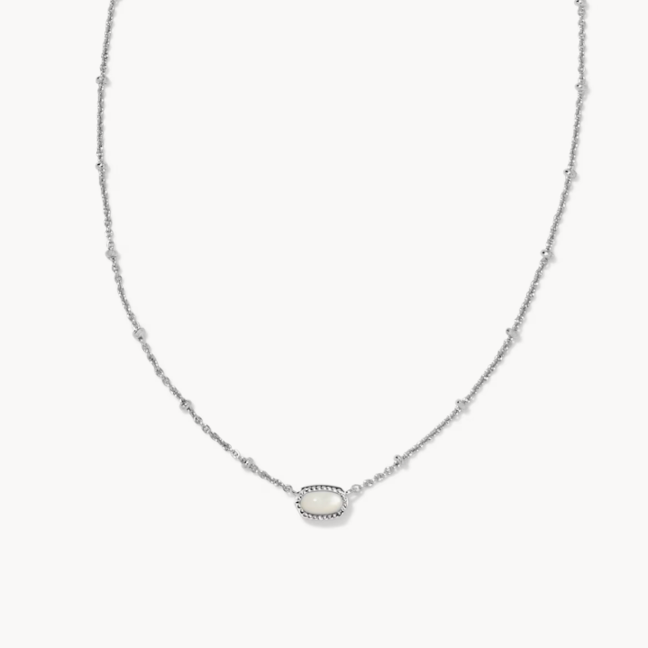 Kendra Scott Mini Elisa Silver Satellite Short Pendant Necklace Mother of Pearl