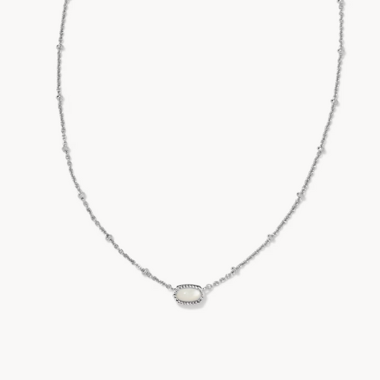Kendra Scott Mini Elisa Silver Satellite Short Pendant Necklace Mother of Pearl