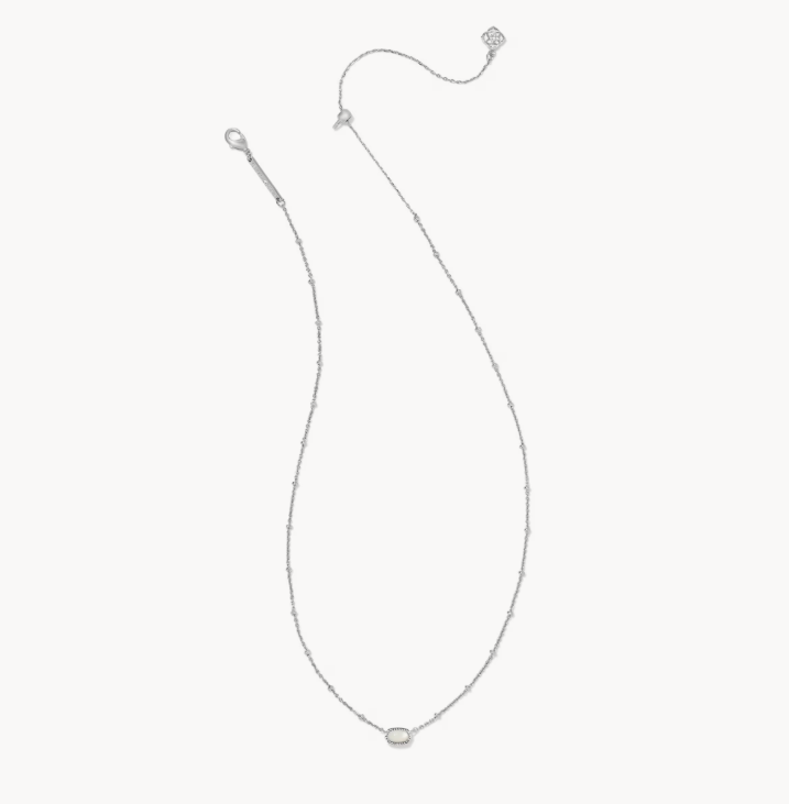 Kendra Scott Mini Elisa Silver Satellite Short Pendant Necklace Mother of Pearl