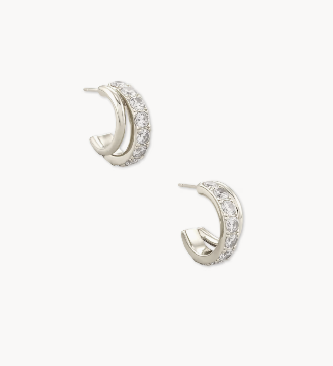 Kendra Scott Livy Huggie Earrings in White Crystal