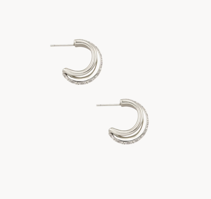 Kendra Scott Livy Huggie Earrings in White Crystal